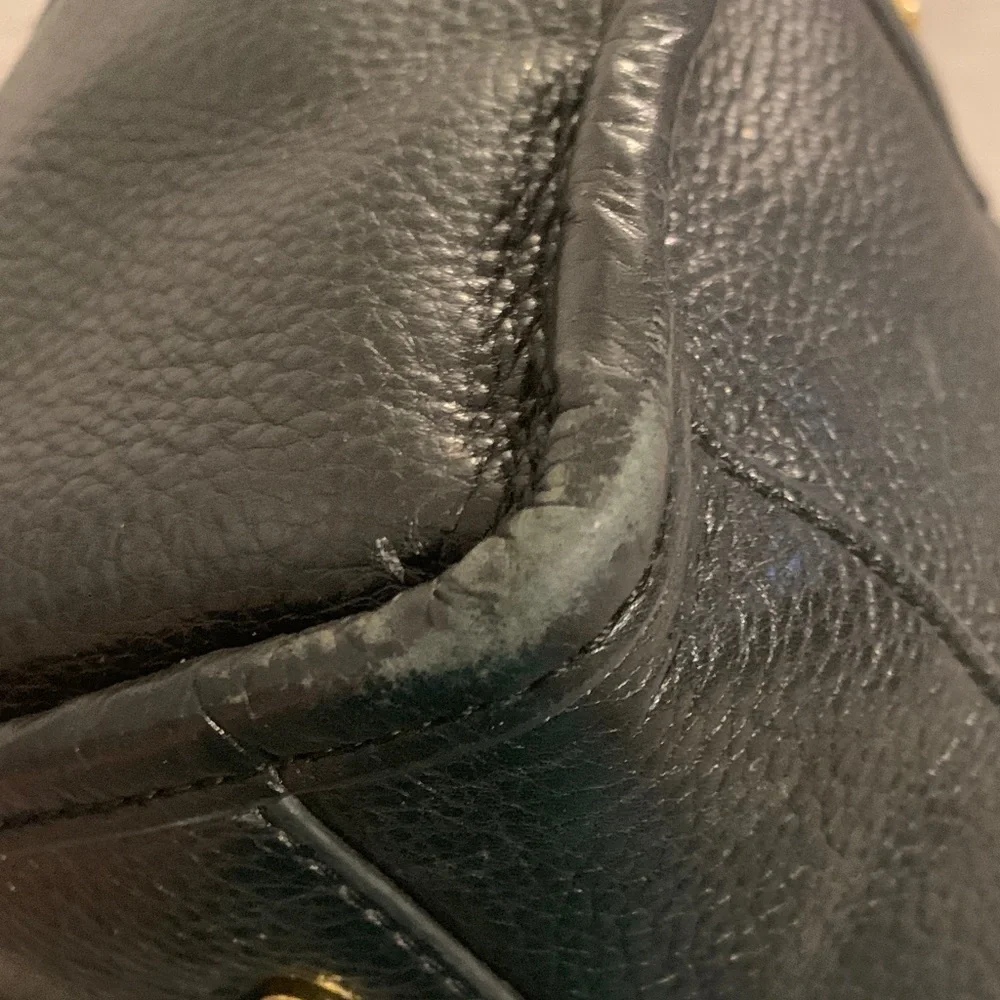 Tory Burch Black Pebbled Leather Satchel with Gold-Tone Logo Purse 👛 - Picture 17 of 17